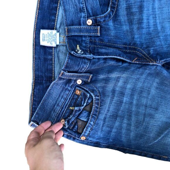 Vintage True Religion Jeans Size 32 STRAIGHT Blue Leather Tab - Picture 8 of 10